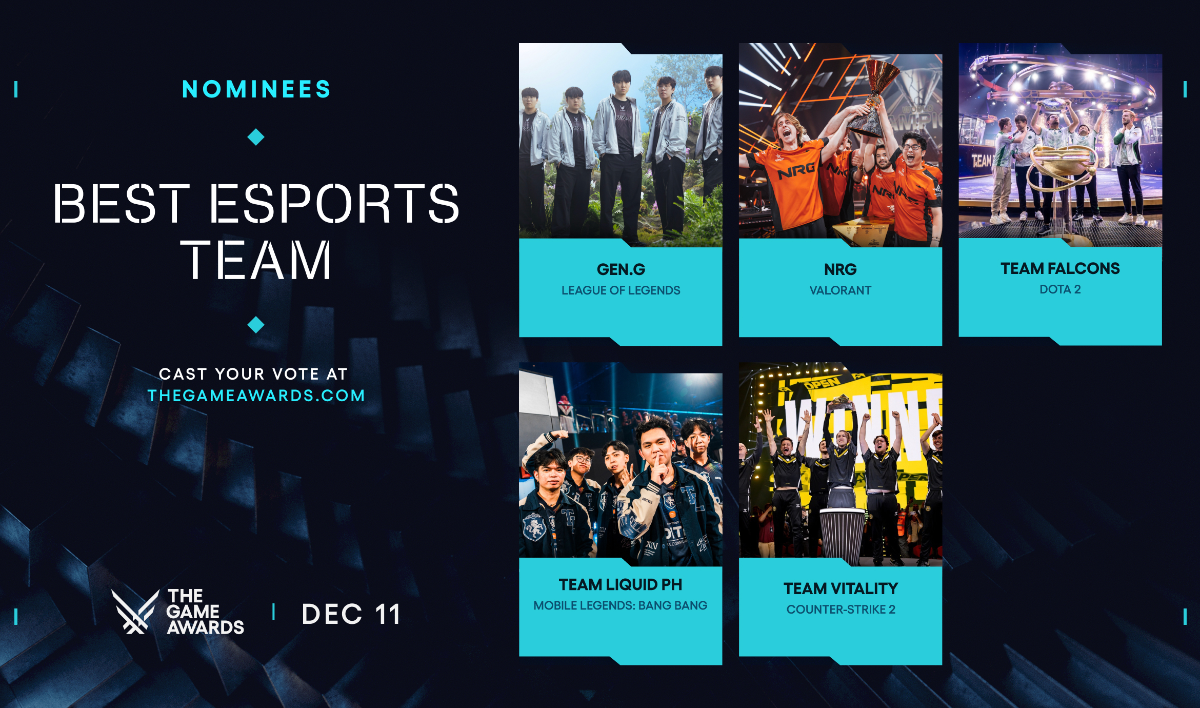 Team Falcons по Dota 2 и Team Vitality по Counter-Strike 2 претендуют на звание Лучшей команды на TGA 2025